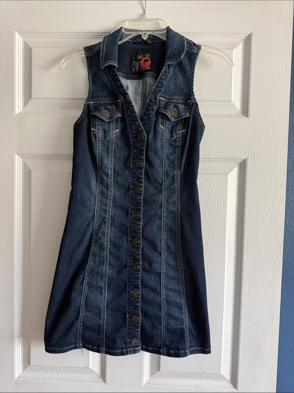 G by Guess Dark Indigo Button-Front Denim Dress